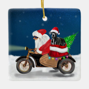 Ornamento De Cerâmica Grande Dane Natal Papai Noel