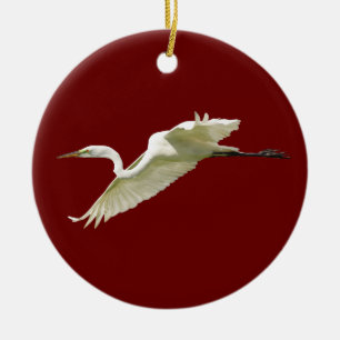 Ornamento De Cerâmica grande egret branco