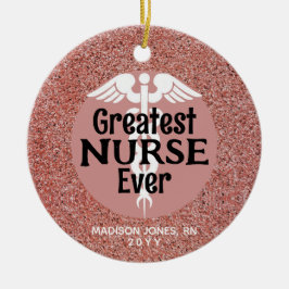 Ornamento De Cerâmica Grande Enfermeira Alguma Vez Rosa, Nome Rosa Doura