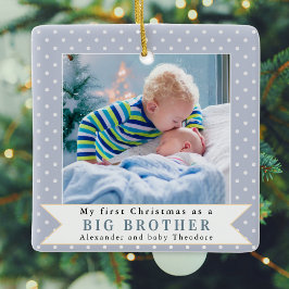 Ornamento De Cerâmica Grande Irmão Foto Personalizada Natal Azul