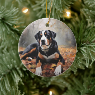 Ornamento De Cerâmica Grande Montanha Suíça no outono Folhas caem