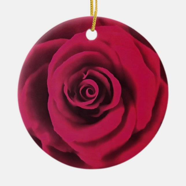 Ornamento De Cerâmica Grande Rosa vermelha (Frente)