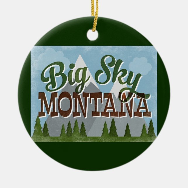 Ornamento De Cerâmica Grande Sky Montana Divertido Retro Montanhas Snowy (Frente)