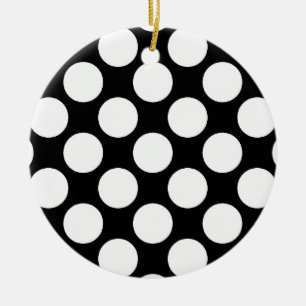 Ornamento De Cerâmica Grandes pontos retrorreflectores - branco e preto