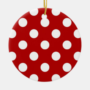 Ornamento De Cerâmica Grandes pontos retrorreflectores - vermelho e bran