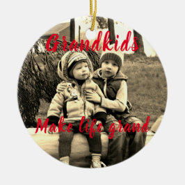Ornamento De Cerâmica Grandkids make life grand photo Christmas