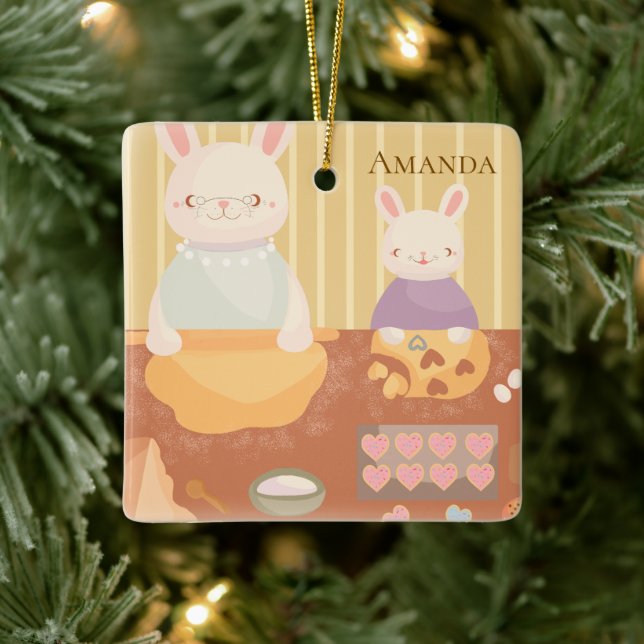 Ornamento De Cerâmica Grandma Baking Cookies (Árvore)