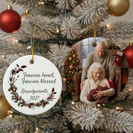 Ornamento De Cerâmica Grandparent's Forever Blessed Christmas