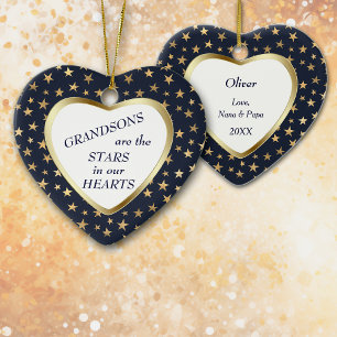 Ornamento De Cerâmica Grandson Dourado Star Heart Keepsaet