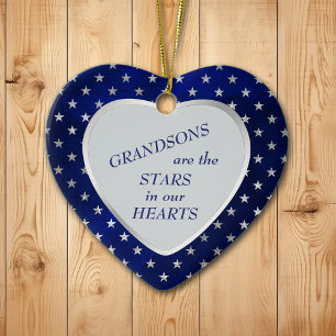Ornamento De Cerâmica Grandson Star Heart Keepsait