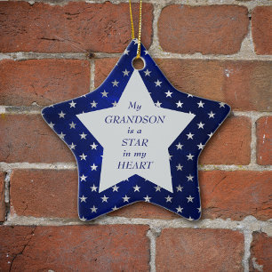 Ornamento De Cerâmica Grandson Star Pattern Keepsak
