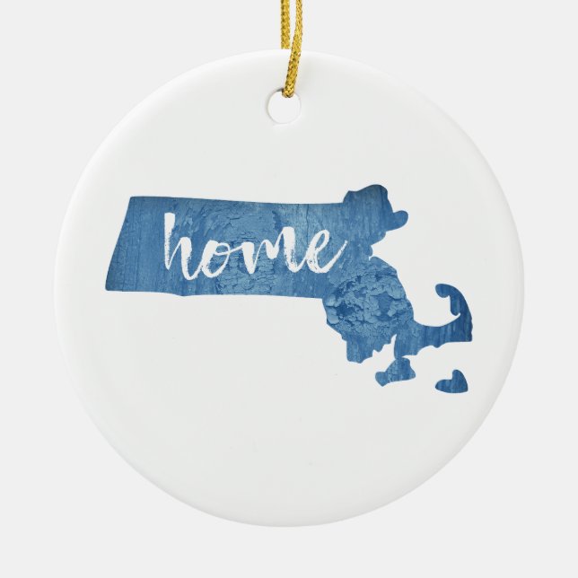 Ornamento De Cerâmica Grão de Madeira de Massachusetts (Frente)