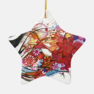 Ornamento De Cerâmica Graphic Sparrow
