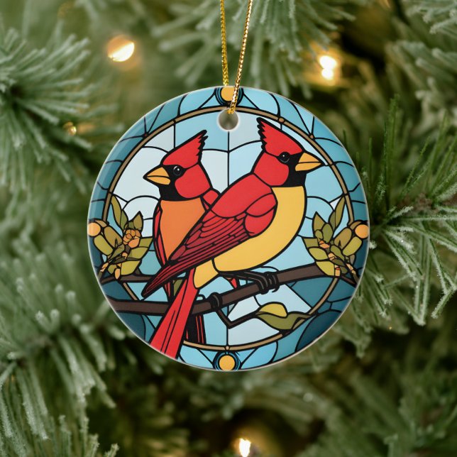 Ornamento De Cerâmica Gravação de Memória Cardinal de Vidro Armazenada (Árvore)