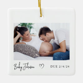 Ornamento De Cerâmica Gravidez Photo Heart Baby due 2024