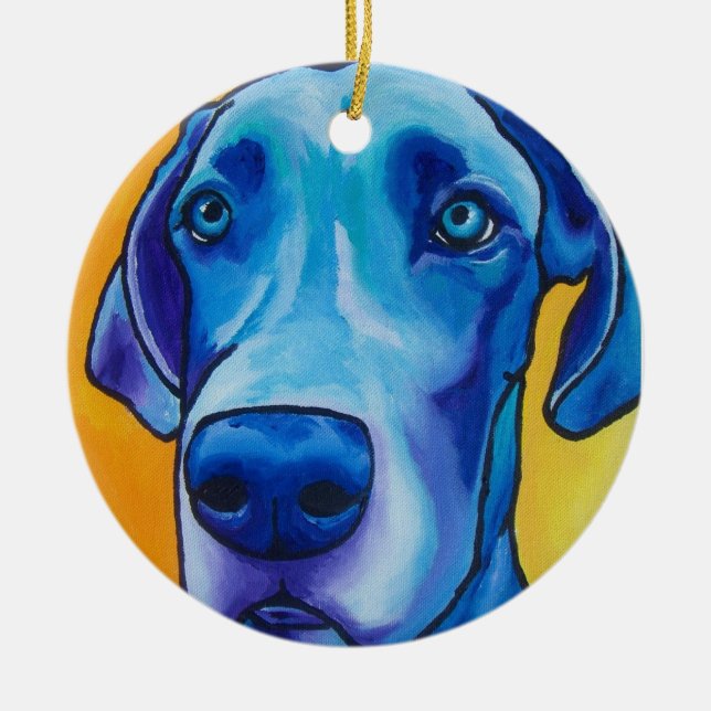 Ornamento De Cerâmica Great dane azul Oranment (Frente)