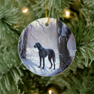 Ornamento De Cerâmica Great Dane Deixe Nevar Natal