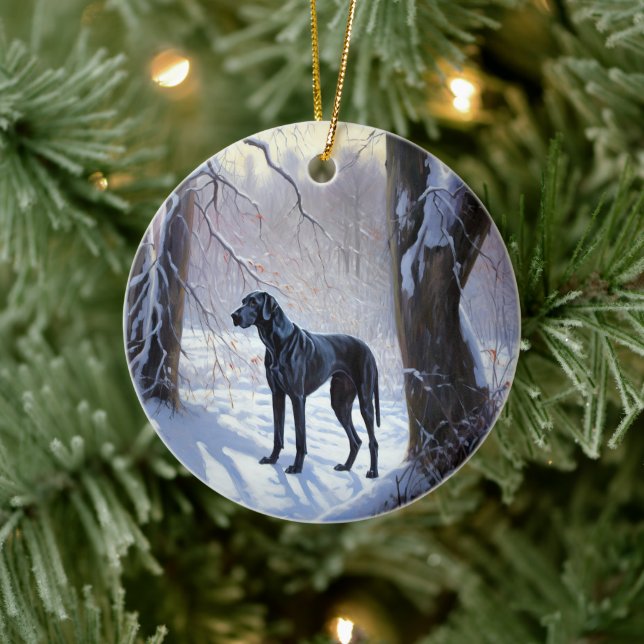 Ornamento De Cerâmica Great Dane Deixe Nevar Natal (Árvore)
