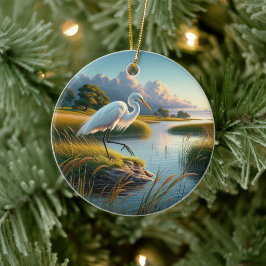 Ornamento De Cerâmica Great Egret Keepsake
