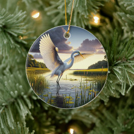 Ornamento De Cerâmica Great Egret Keepsake