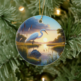 Ornamento De Cerâmica Great Egret Keepsake