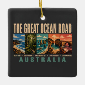 Ornamento De Cerâmica Great Ocean Road Australia Landmarks Illustration