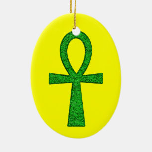Ornamento De Cerâmica Green Ankh