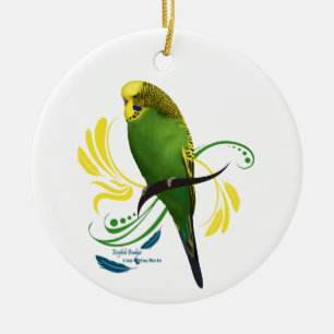 Ornamento De Cerâmica Green English Budgie