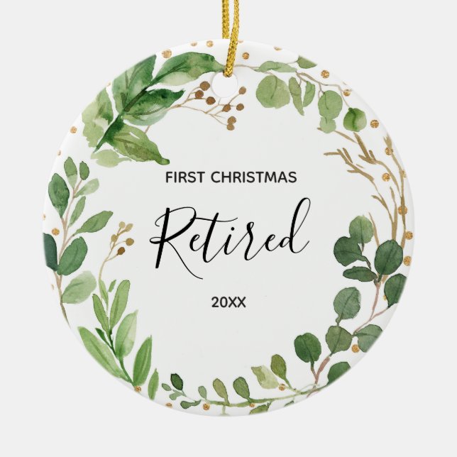 Ornamento De Cerâmica Greenerescência Aposentada Primeira Ornação de Nat (Frente)