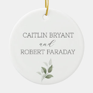 Ornamento De Cerâmica Greenery Modern Wedding