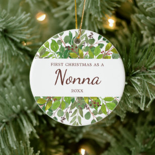 Ornamento De Cerâmica Greenery Personalizou O Primeiro Natal Como Um Non