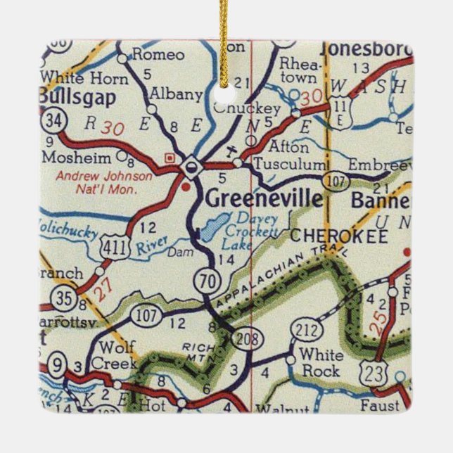 Ornamento De Cerâmica Greeneville TN (Verso)