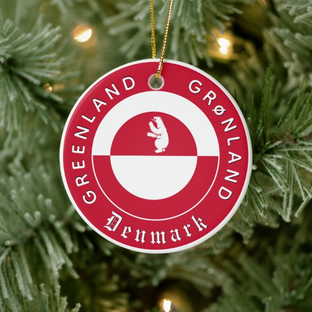Ornamento De Cerâmica Greenland Ornament, Bear, travel, Greenland Flag (Árvore)