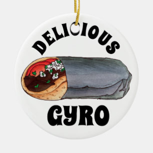 Ornamento De Cerâmica Grego Gyro Pita Meat Sandwich Comida mediterrânica