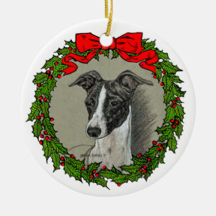 Ornamento De Cerâmica Greyhound Art italiano por Glenda S. Harlan