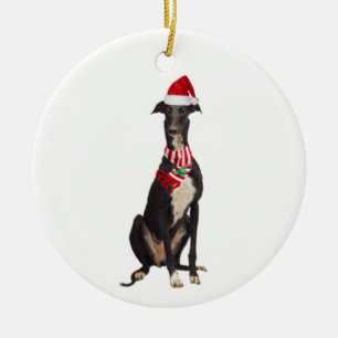 Ornamento De Cerâmica Greyhound com o Natal da loja