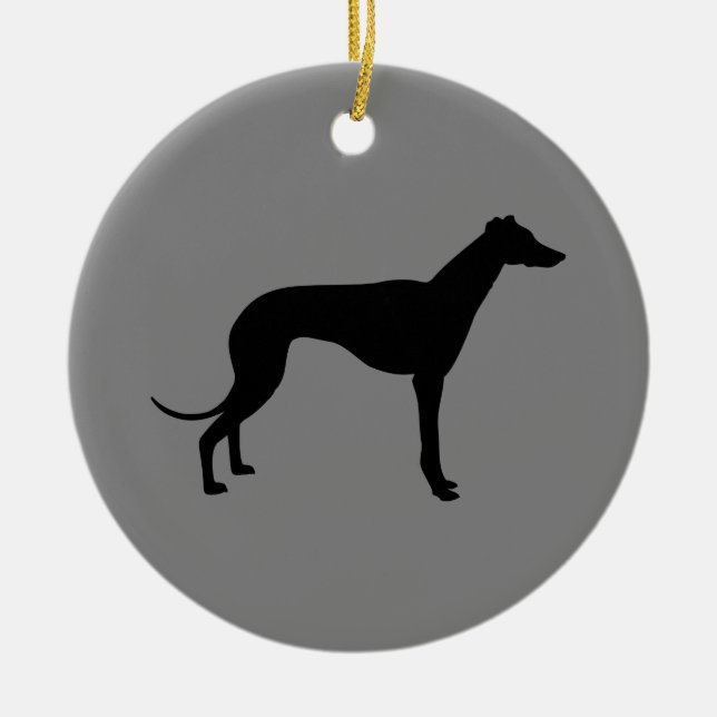 Ornamento De Cerâmica Greyhound em Cinza (Frente)
