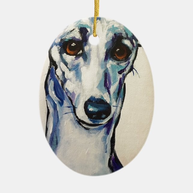 Ornamento De Cerâmica Greyhound Italiano (Frente)