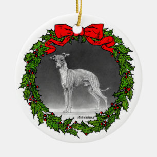Ornamento De Cerâmica Greyhound italiano Drawing por Glenda S. Harlan