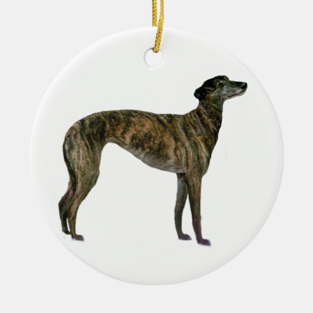 Ornamento De Cerâmica Greyhound - Listrado (em pé) (Frente)