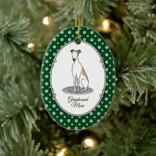 Ornamento De Cerâmica Greyhound Mãe (branco) Cachorro Bonito Mamãe Engra