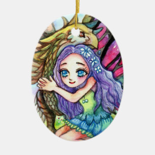 Ornamento De Cerâmica Griffin e Fada