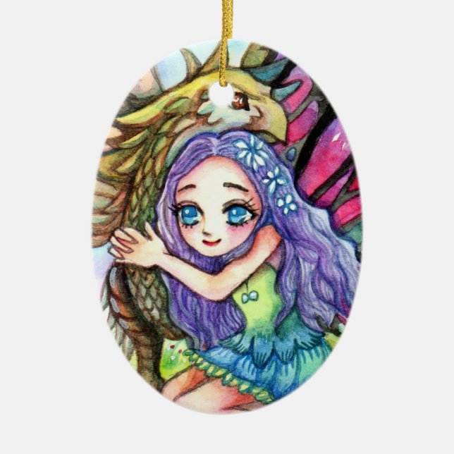Ornamento De Cerâmica Griffin e Fada (Frente)