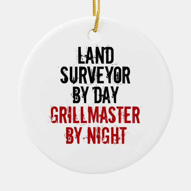 Ornamento De Cerâmica Grillmaster Land Surveyor (Frente)