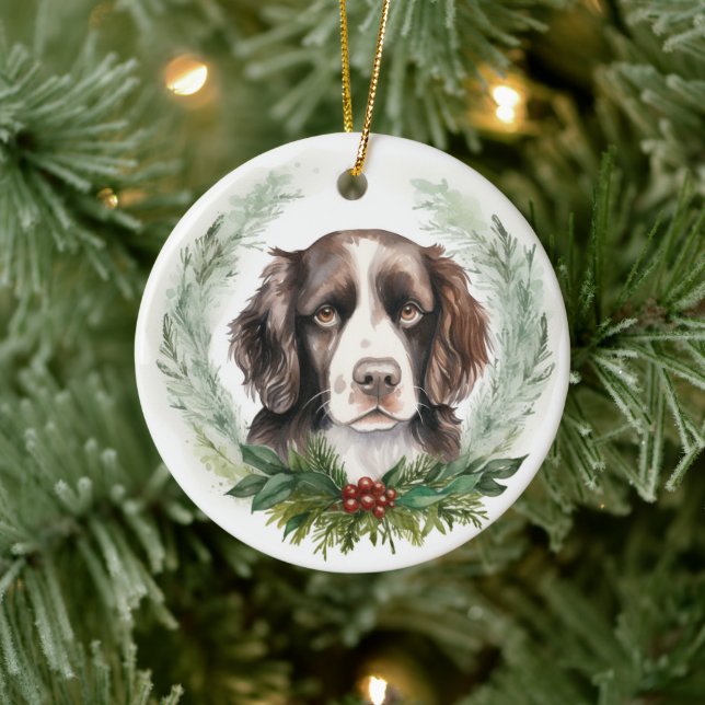 Ornamento De Cerâmica Grinalda de Natal do Springer spaniel Pupila Festi (Árvore)