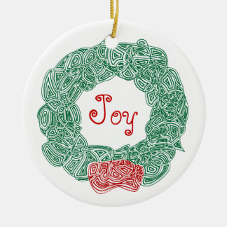 Ornamento De Cerâmica Grinalda de Scribbleprints - branco, no vermelho