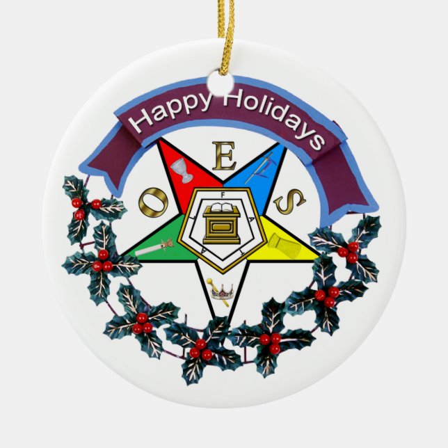 Ornamento De Cerâmica Grinalda do feriado de OES (Frente)