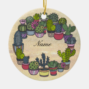 Ornamento De Cerâmica Grinalda personalizada do cacto