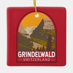 Ornamento De Cerâmica Grindelwald Suiça Art Vintage