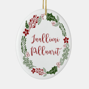 Ornamento De Cerâmica Groenlândia Merry Christmas Wreath Juullimi Pillu